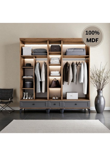 Silva 5 Kapaklı Çekmeceli Mdf Gardırop modelleri