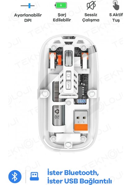 Bluetooth Usb Çift Modlu Sessiz Mouse, Şeffaf Mıknatıslı Kapaklı, Type-c Şarjlı, Dpı Ayarlı, Kablosuz 10m Çekim Mesafeli, Masaüstü Kısayol Tuşlu, Taşınabilir Şarjlı Mouse Beyaz fiyatları