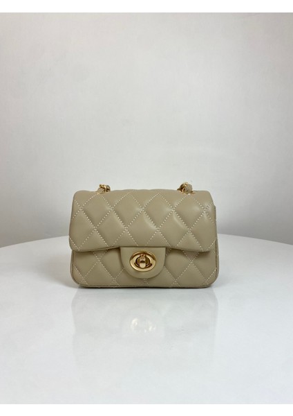 Mini Kapitone Örme Zincirli Kadın El ve Omuz Çantası