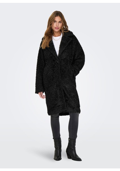 Siyah Kadın Kaban Onlcatalına Shaggy Coat Cs Otw
