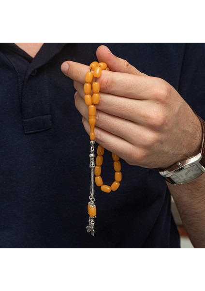 Gümüş Püsküllü Sarı Kapsül Kesim Sıkma Kehribar Tesbih fırsatları