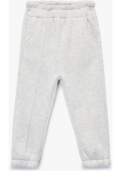 Kız Bebek Nervürlü Cep Detaylı Beli Lastikli Jogger Eşofman Altı