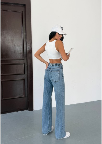 Ayarlanabilir Bel Tokalı Yüksek Bel Kadın Pantolon V112