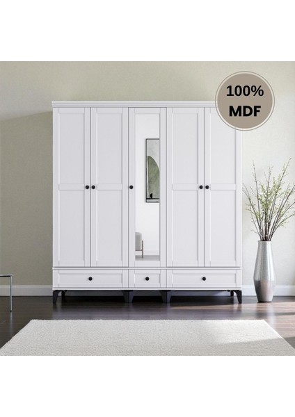 Silva 5 Kapaklı Çekmeceli Mdf Gardırop