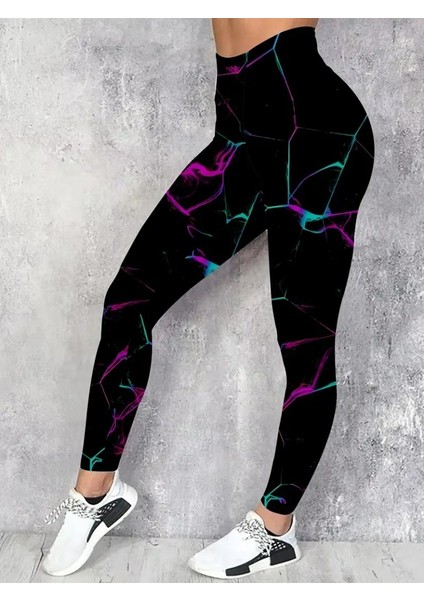 Kadın Yüksek Bel Renk Detaylı Dalgıç Tayt