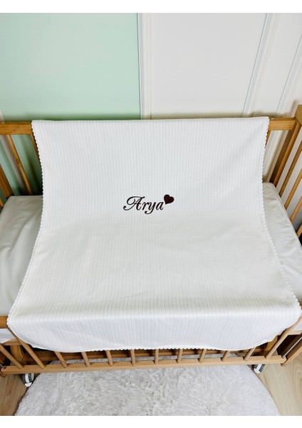 Nakışlı Isimli Örgü Desen Bebek Pikesi %100 Pamuk Bebek Battaniyesi 90X120 indirimleri