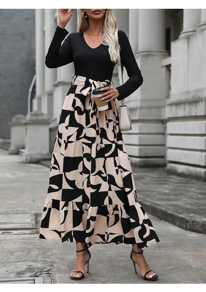 Kadın Uzun Kollu Bisiklet Yaka Uzun Elbise fırsatları