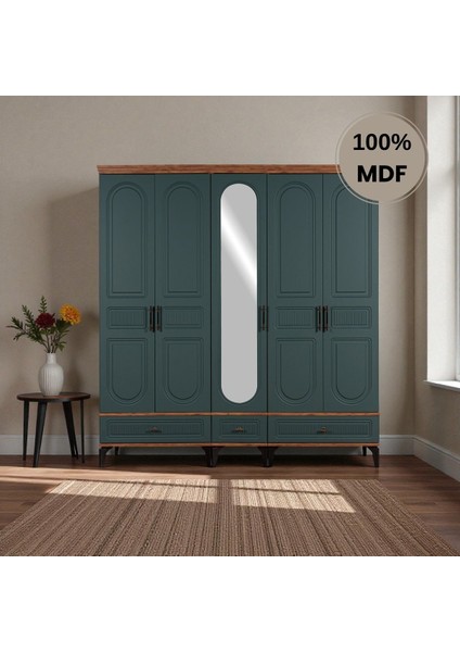 Slope 5 Kapaklı Mdf Ayaklı Tasarım Country Gardırop fiyatları