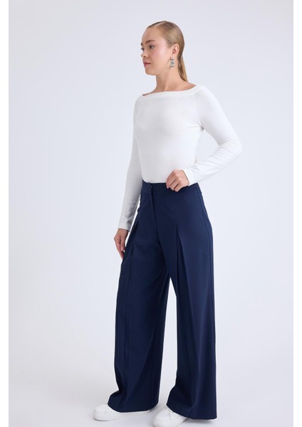 Pileli Geniş Paça Pantolon modelleri