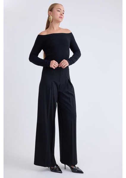 Pileli Geniş Paça Pantolon modelleri