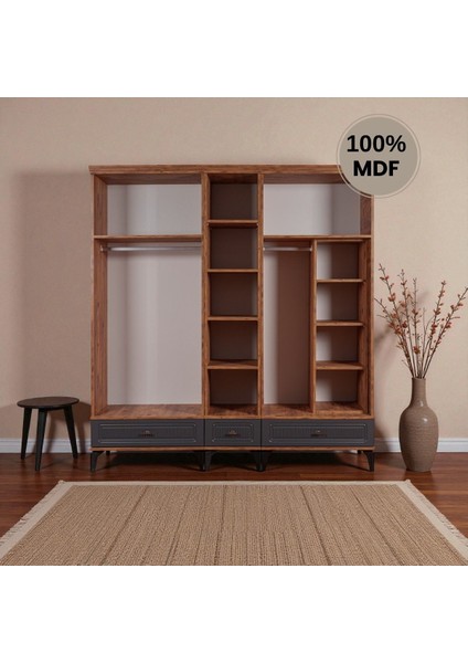Slope 5 Kapaklı Mdf Ayaklı Tasarım Country Gardırop fırsatları