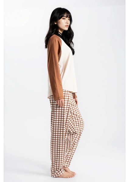 Kadın Ekru Study Cafe Looks Reglan Pijama Takım modelleri