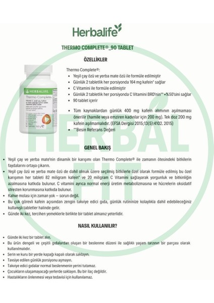 Thermo Complete Tablet C Vitamini ve Yeşil Çay İçeren 90 Tablet İtalya Menşeli fiyatları