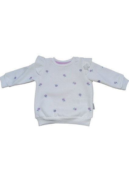 18802 Kız Bebek Serpme Çiçek Nakışlı Şardonlu Üç Iplik 2'li Takım fiyatları