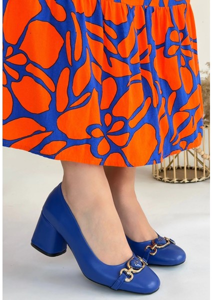 Mtxdpn Lucky Mavi Cilt Topuklu Ayakkabı (Numara: 39) modelleri