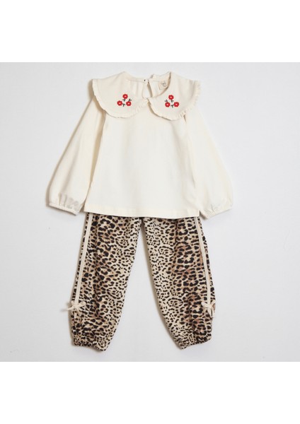 Kız Çocuk Lepar Desenli Takım