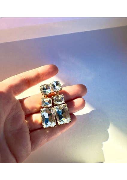 Taşlı Gold Davet Küpe indirimleri