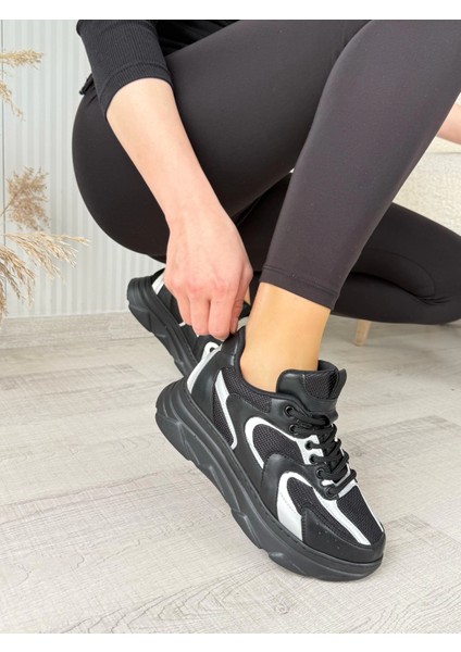 Mtxdpn Cata Siyah Cilt Beyaz Detaylı Spor Ayakkabı (Numara: 36)