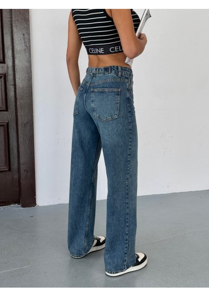 Ayarlanabilir Bel Tokalı Yüksek Bel Kadın Pantolon V112