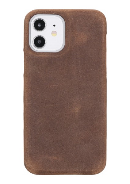 Apple iPhone 12 Pro Uyumlu Deri Arka Kapak F360 G2 Antik Kahve