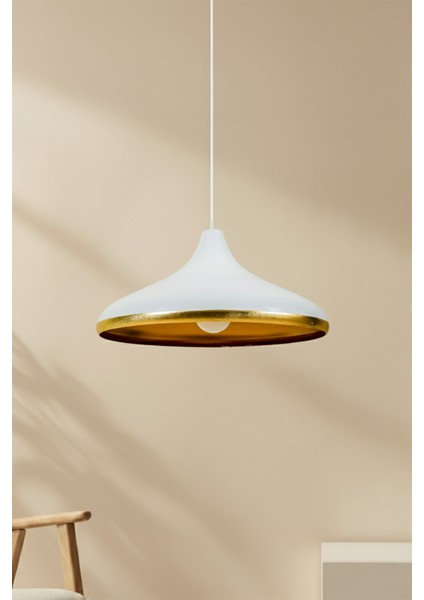 Nova Golden Modern Tekli Beyaz Metal Sarkıt (35 cm) | Salon, Mutfak & Cafe için Dekoratif Avize fiyatları