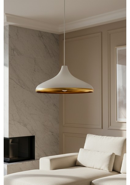 Nova Golden Modern Tekli Beyaz Metal Sarkıt (35 cm) | Salon, Mutfak & Cafe için Dekoratif Avize fırsatları