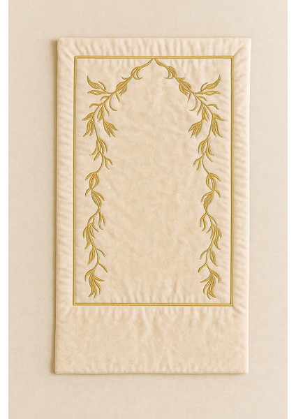 Sahra Bej Kadife Nakışlı Seccade Süngerli Yumuşak Çeyizlik Hediyelik Bohça Lüks Namazlık fiyatları