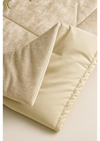 Sahra Bej Kadife Nakışlı Seccade Süngerli Yumuşak Çeyizlik Hediyelik Bohça Lüks Namazlık fırsatları