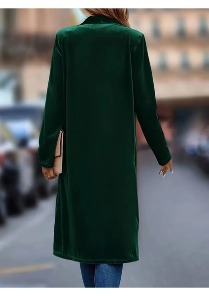 Kadın Uzun Kollu Önü Açık Kolları Uzun Midi Ceket