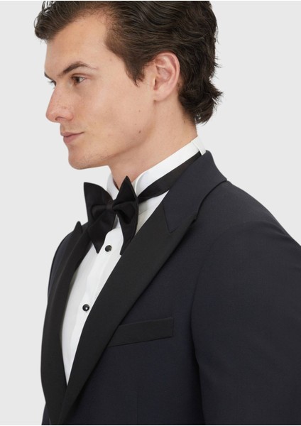 Lacivert Düz Thin&taller Slim Fit Kruvaze Yaka Dokuma Smokin Takım Elbise fırsatları