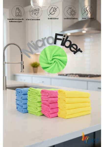 10 Adet 40X40 Ultra Emiciliğe Sahip 160 Gsm Mikrofiber Bez
