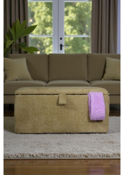 Dikdörtgen Sandıklı Puf – Yumuşacık Doku Teddy Kumaş Makyaj Masa Pufu Bench fiyatları
