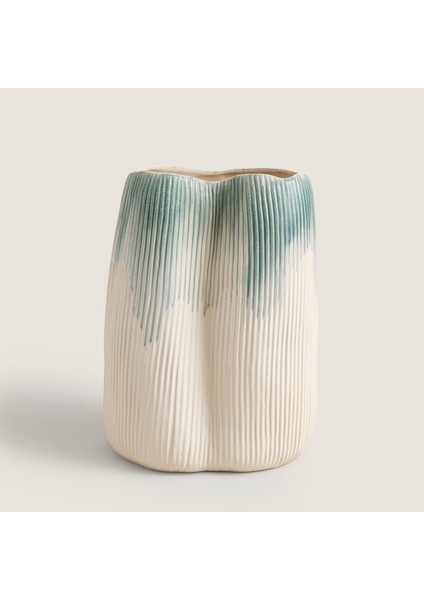 Flıp Vazo Büyük Bej/mavi