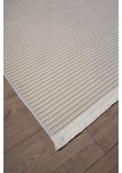 Beyaz Krem Şönil Dokuma Kilim Halı – Hasır Dokulu, Yıkanabilir, Kaymaz Taban – Salon, Oturma ve Çocuk Odası Yolluk Halısı fırsatları