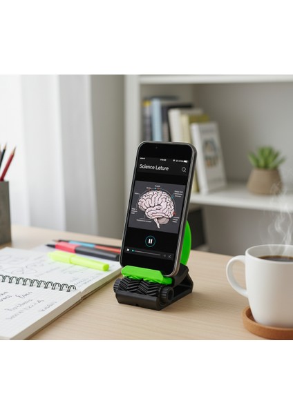 3D Baskı Telefon Standı Yeşil Siyah Ayarlanabilir Masaüstü Aparat Tutucu Organizer
