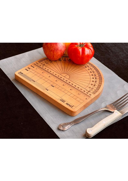 Geometrik Iroko Ağacı Sunum Tepsisi, Doğal Ahşap Servis Tepsisi Cetvel Desenli Yarım Ay