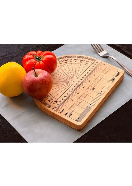 Geometrik Iroko Ağacı Sunum Tepsisi, Doğal Ahşap Servis Tepsisi Cetvel Desenli Yarım Ay modelleri