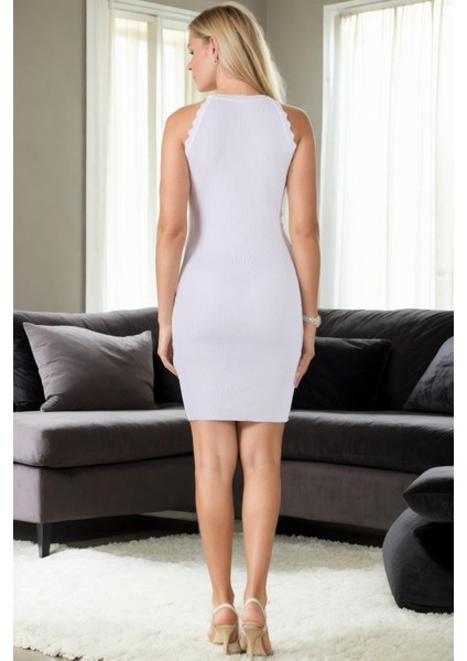 Z9012 Dewberry Bayan Elbise-Beyaz fiyatları