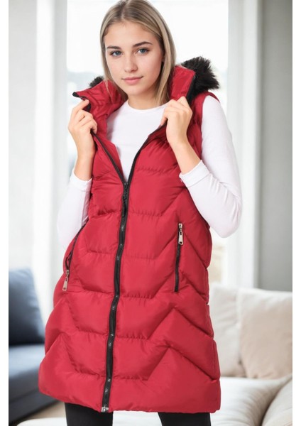 Z9761 Dewberry Bayan Yelek-Bordo