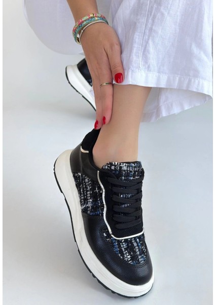 Mtxdpn Hawer Siyah Cilt Bağcıklı Spor Ayakkabı (Numara: 36)