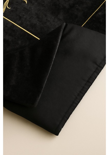 Sahra Siyah Kadife Nakışlı Seccade Süngerli Yumuşak Çeyizlik Hediyelik Bohça Lüks Namazlık fırsatları