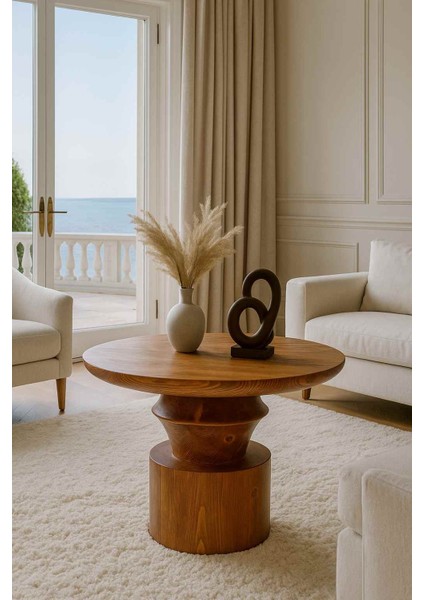 El Işçiliği Masif Meşe Renk Mantar Sehpa – Tekli Doğal Ahşap Tasarım fiyatları