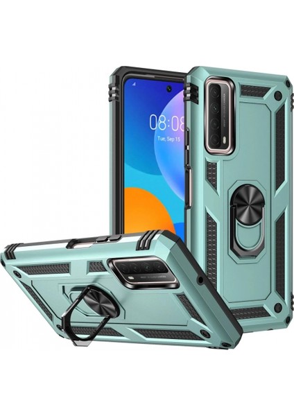 Huawei P Smart 2021 Kılıf Sofya Yüzüklü Silikon Kapak - Yeşil (K95) fiyatları