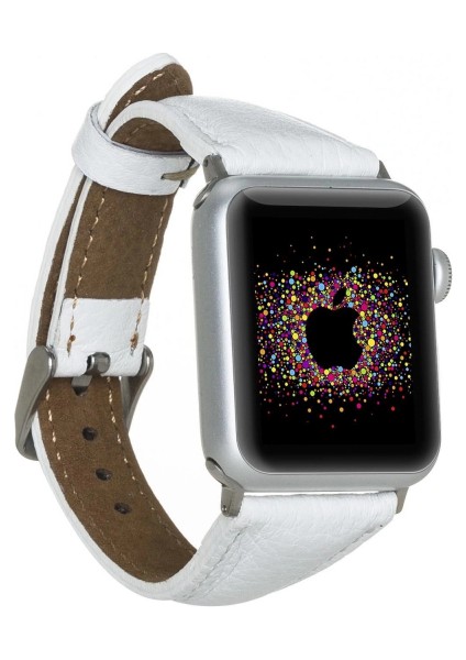 Apple Watch Uyumlu Deri Kordon 38-40-41MM Slim F3 Beyaz