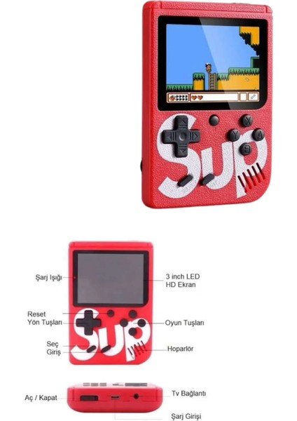 Çocuklara Özel Taşınabilir Sup El Atarisi 400 Oyunlu Nostaljik Oyun Konsolu modelleri