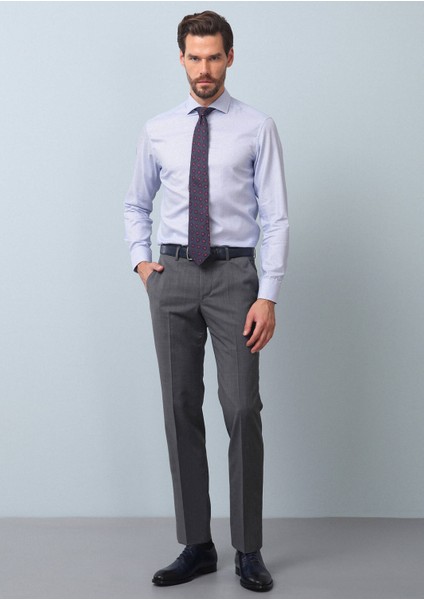 Gri Düz Kumaş Modern Fit Klasik %100 Yün Pantolon modelleri