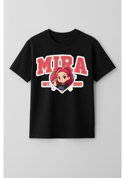 Kpop Demon Hunters Huntrix Mira Kısa Kollu Baskılı Kız Çocuk Tişört (4-13 Yaş)