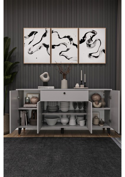 Çekmeceli Modern Konsol – 4 Kapaklı Dolap Salon & Yemek Odası Büfesi Knsl-03 modelleri