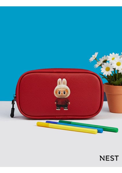 Labubu Baskılı Suni Deri Lüks Kırmızı Kalem Kutusu Kalemlik Kırtasiye Okul fiyatları