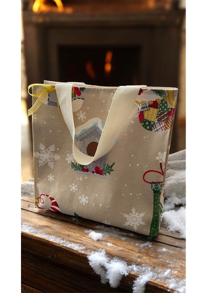 Yılbaşı Temalı Bez Alışveriş Çantası